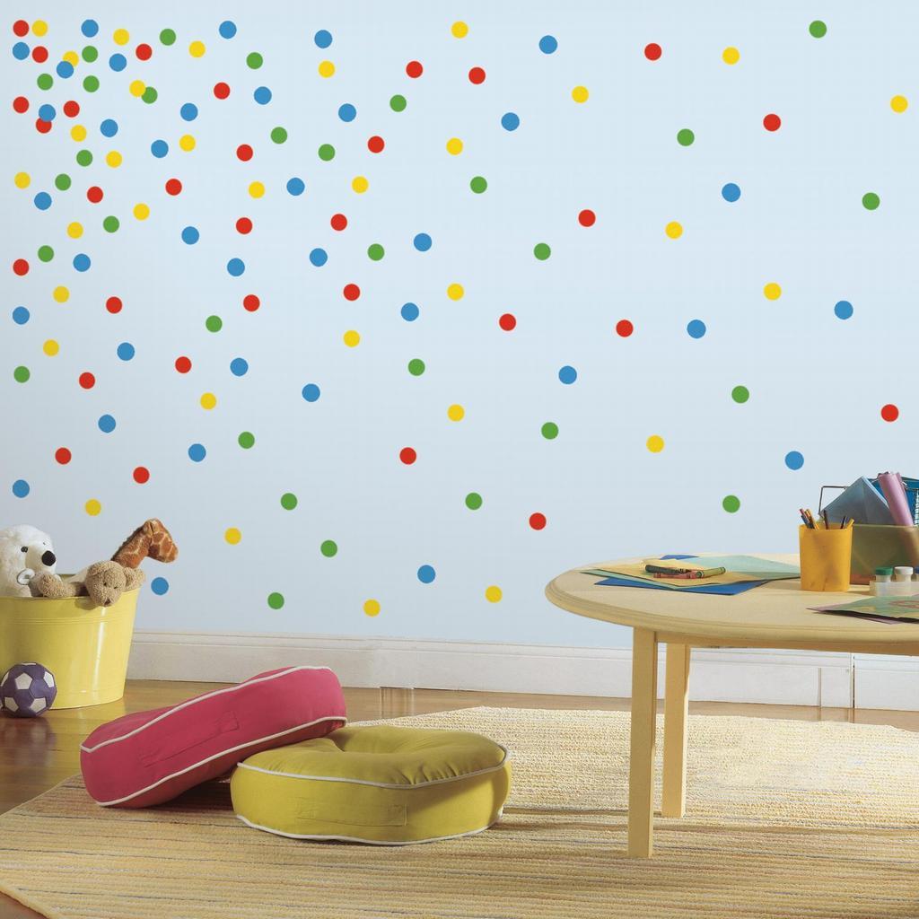 Vægdekoration - Primary Confetti Dots - RoomMates - Wallstickers