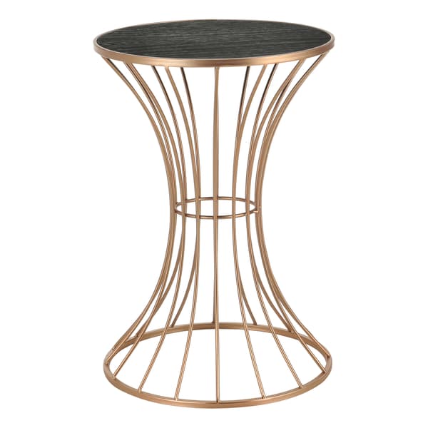 [en.casa]® Timglasformat soffbord-sängbord-55,5x37,5cm-metall-MDF-koppar-rustik träoptik
