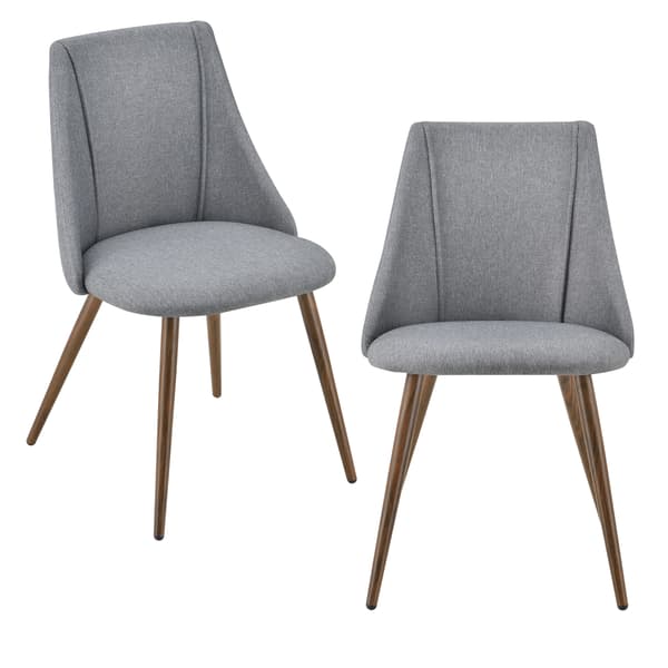[en.casa]® Stol Elina sæt - 2 stk. - tekstil - metal - træ imitation - 83x50x53cm - mørkegrå