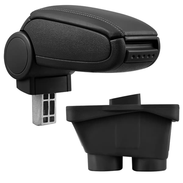 [pro.tec]® Armstöd till Peugeot 208 med integrerat fack - konstläder - svart