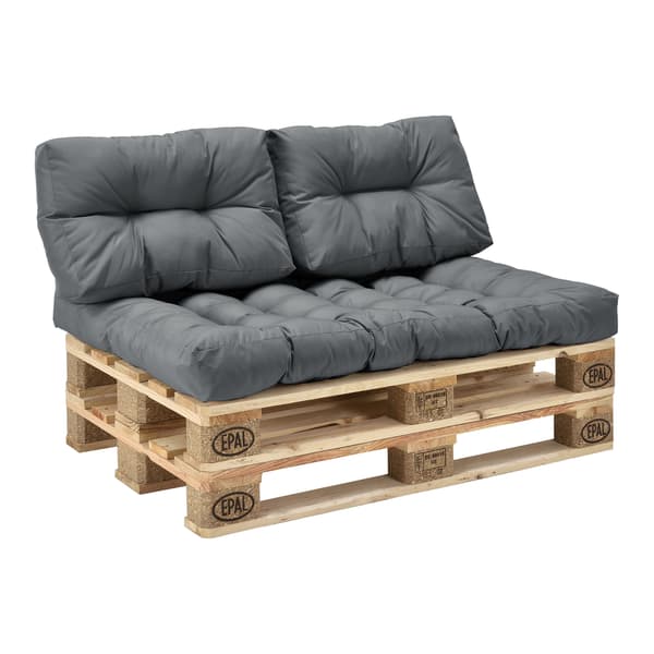[en.casa]® Kuormalavakaluste tyyny-setti - vaahtomuovi päällinen (1 x istuin- 2x selkätyyny) - vaaleanharmaa