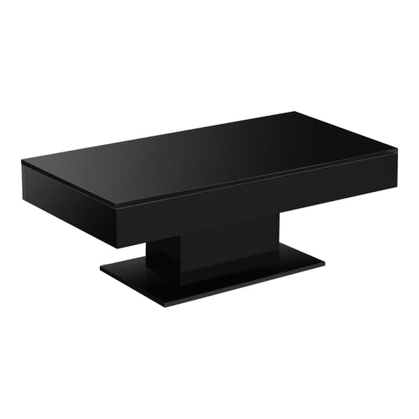 [en.casa]® Soffbord Lünen med inbyggd förvaring-40x110x60cm-högglans svart-melaminbelagd spånskiva