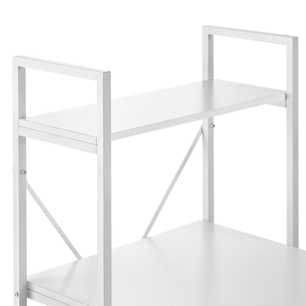 [en.casa]® Skrivbord Stavanger med 4 hyllor-122x120x64cm-stål-melaminbelagd spånskiva-vit
