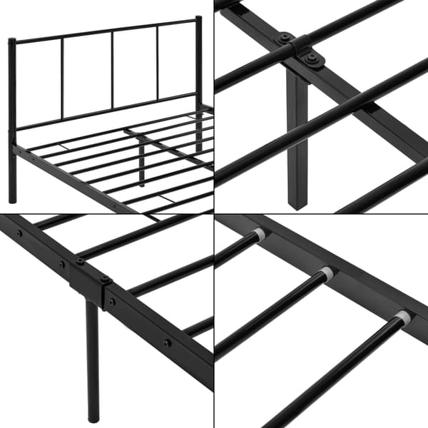 [en.casa]® Sängstomme i metall med ribotten-200x120cm-pulverlackerat stål-svart