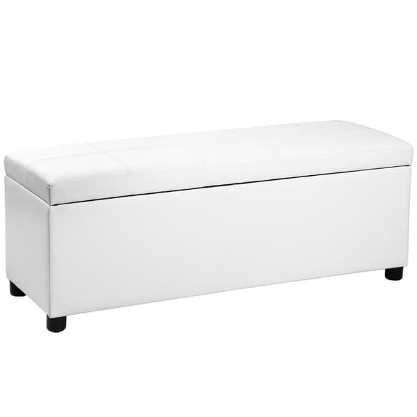 [neu.holz]® Sittbänk/Sängbänk med förvaring-Vit-119x38x45cm