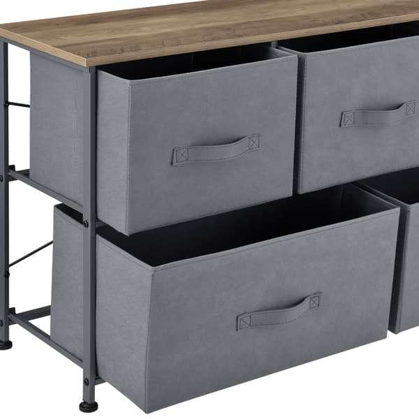 [pro.tec]® Byrå med 5 lådor-55x100x29cm-metall-nonwoven-träimitation-MDF