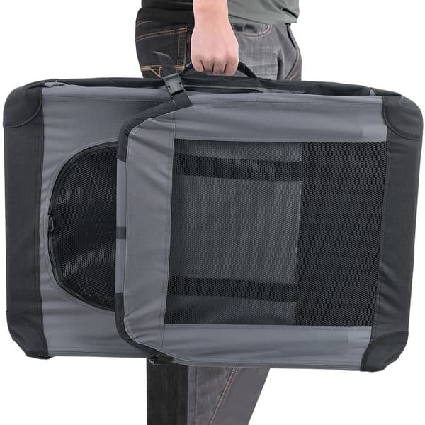 [pro.tec]® Hunde transporttaske/hundebur - L 70 x 52 cm - grå