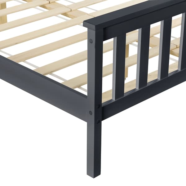 [en.casa] Sengeramme af fyrretræ med lamelbund - 200x180cm - fyrretræ - høj hovedgærde - max. belastning: 200 kg - mørkegrå