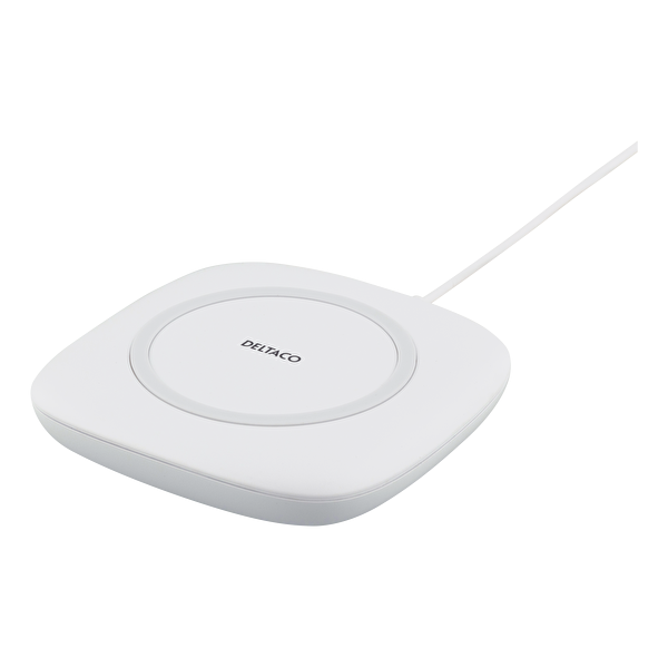 Bild av DELTACO Trådlös laddare, Qi 1,2, 7,5W, LED, USB, vit