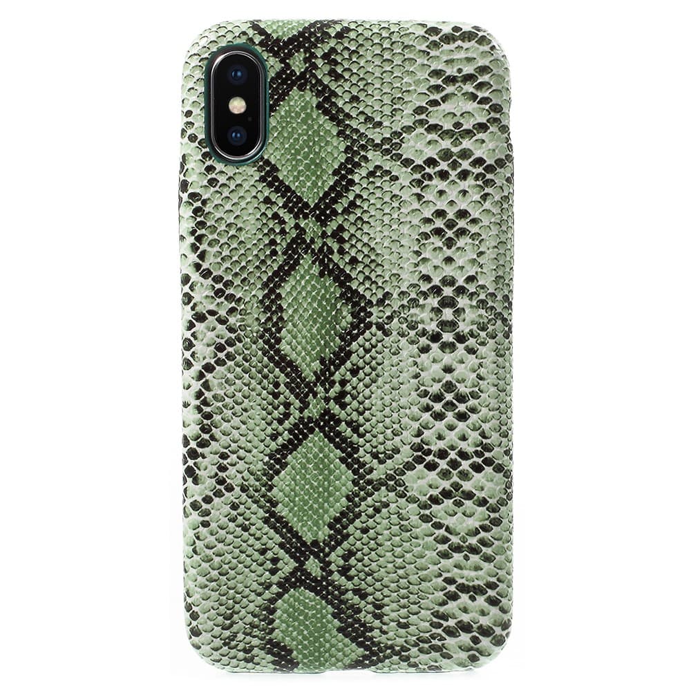 Snake Texture PU Leather Coated Mobile Casing iPhone X/10 5.8 Inch - Green