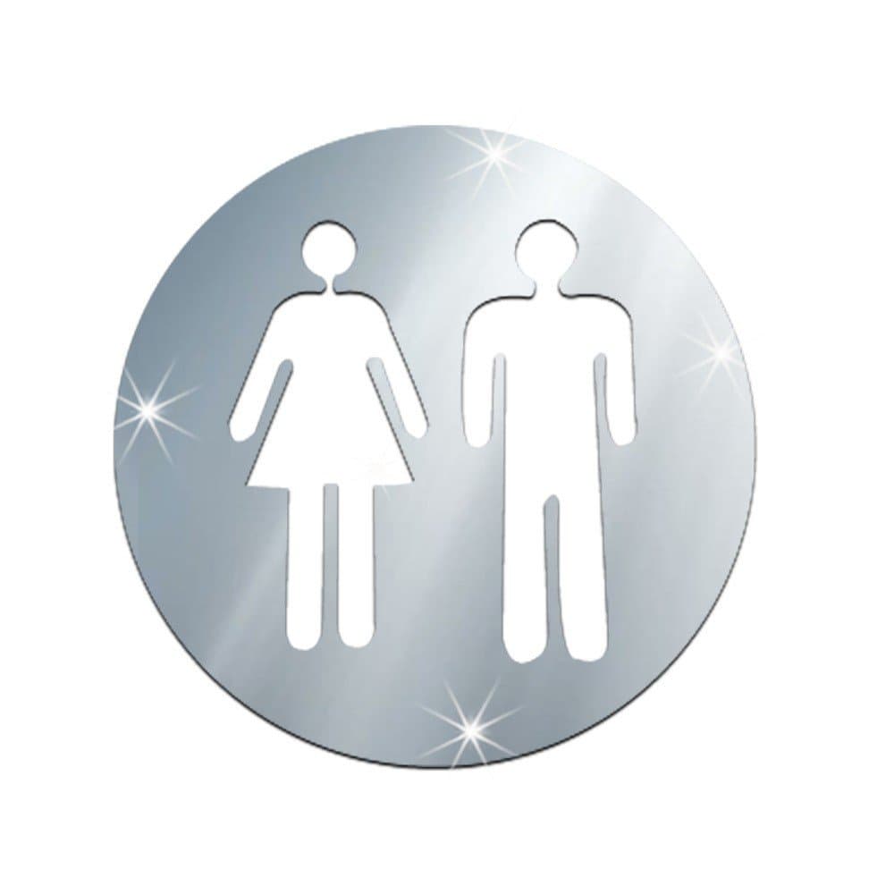 Wall Sticker Toilet Decoration Stickers - Urgency Man and Woman Silver