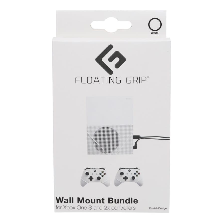 Xbox One S wall mount White by FLOATING GRIP® - Bundle