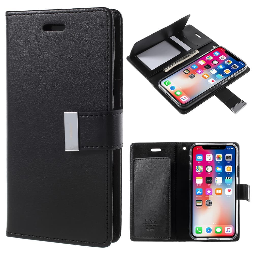 MERCURY GOOSPERY Rich Diary Wallet Phone Cover iPhone X / XS- Black