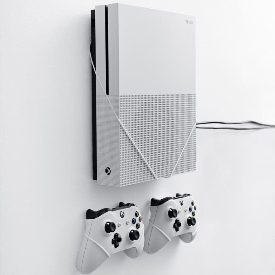 Xbox One S wall mount White by FLOATING GRIP® Bundle CDON