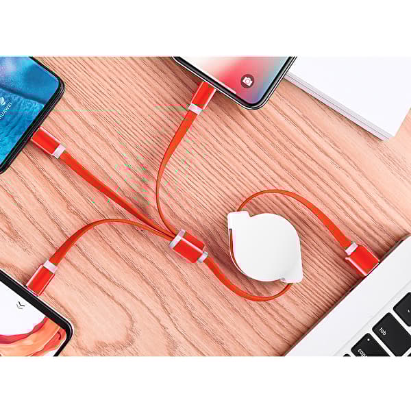 3-i-1 Kabel Utdragbar Lightning, USB-C, Micro-USB - 1m