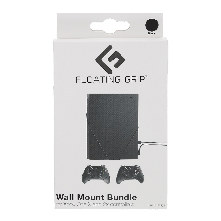 Xbox One X wall mount Black by FLOATING GRIP® - Bundle