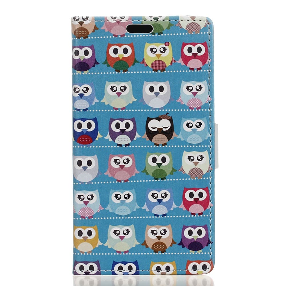 Leather Wallet Sony Xperia XZ Premium Multiple Colorful Owls