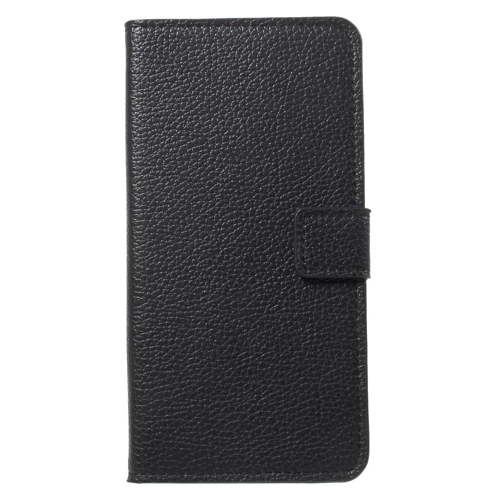 Litchi Skin Leather Wallet Case for Huawei Mate 10 Lite - Black