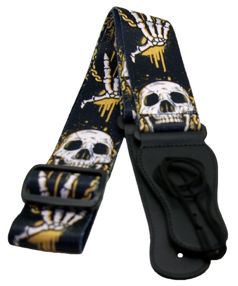 Rock On Guitar shoulder strap Scull and bones