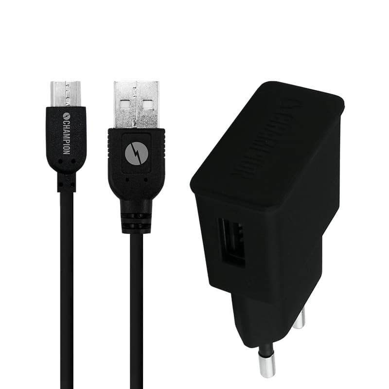 Champion 97042CH Opladnings- og synk.kit Micro-USB 2,1 A Sort