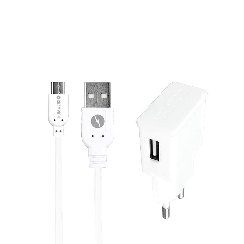 Champion 97043CH Opladnings- og synk.kit Micro-USB 2,1 A Hvid
