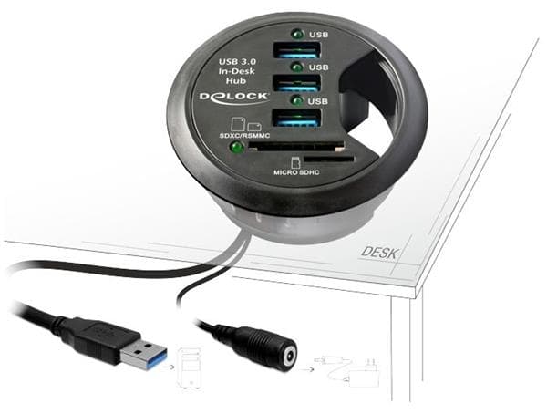 DeLOCK USB 3.0 hub, SD-läsare