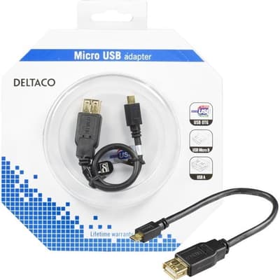 Kbl USB A ho-micro B ha OTG Svart 0.2m
