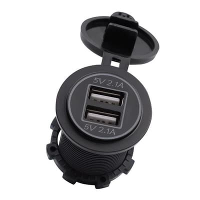2x2.1A USB-uttag med belysning för bil, båt, husvagn, husbil, MC