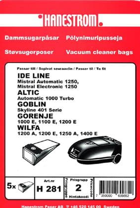 Dammsugarpåsar Wilfa 1200E