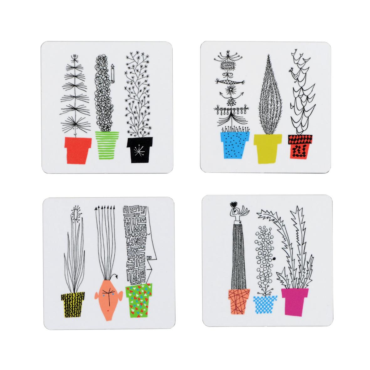 Italiensk Blomsterhylla Glasbrikke 4-pack