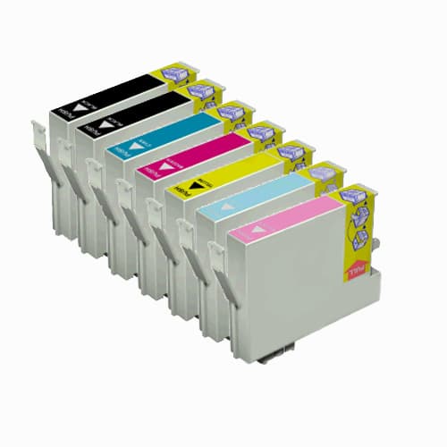 Epson T0807 XL Set Plus BK (T0801 x 2, T0802, T0803, T0804, T0805, T0806) BK/C/M/Y/LC/LM. Kompatibla (ej Epson original) bläckpatroner.