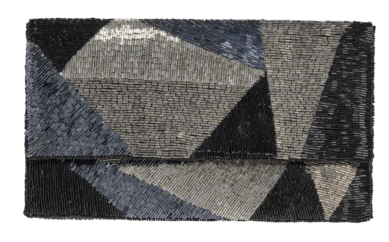Clutch, black/silver sequins, magnet
