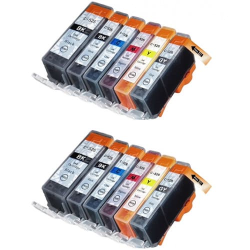 Canon Pixma Pgi 525 Cli 526 Dubbelt Set Med Gra Bk Bk C M Y Gy Kompatibla Ej Canon Original Blackpatroner Cdon