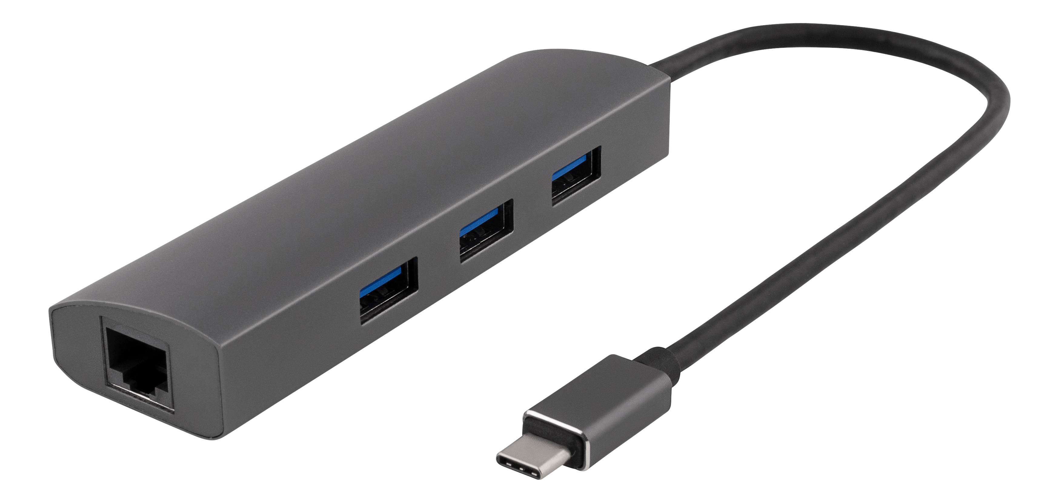 Winstar, Type C,3 Port USB 3.1 HUB+Gigabit Ethernet Port, black