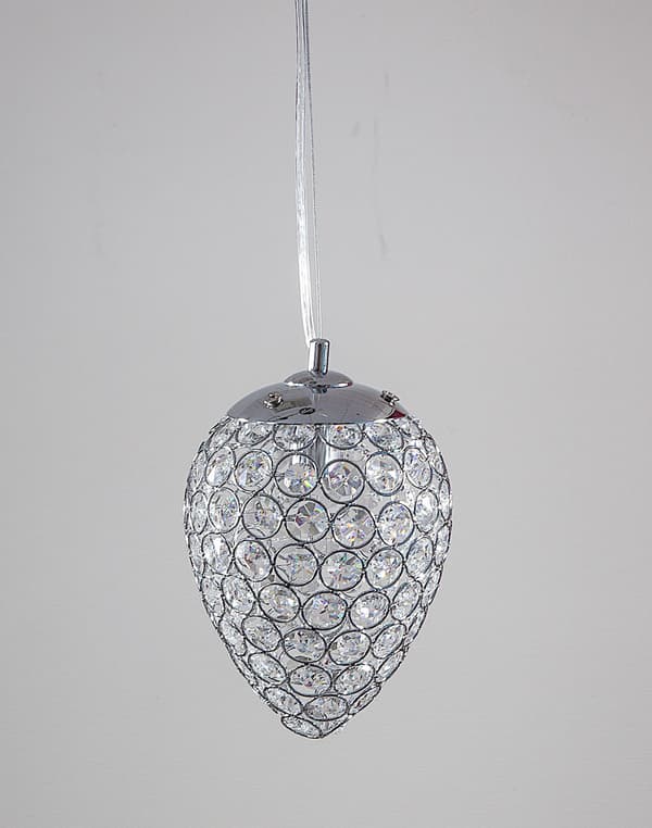 Silver colored crystal lamp with glass prisms