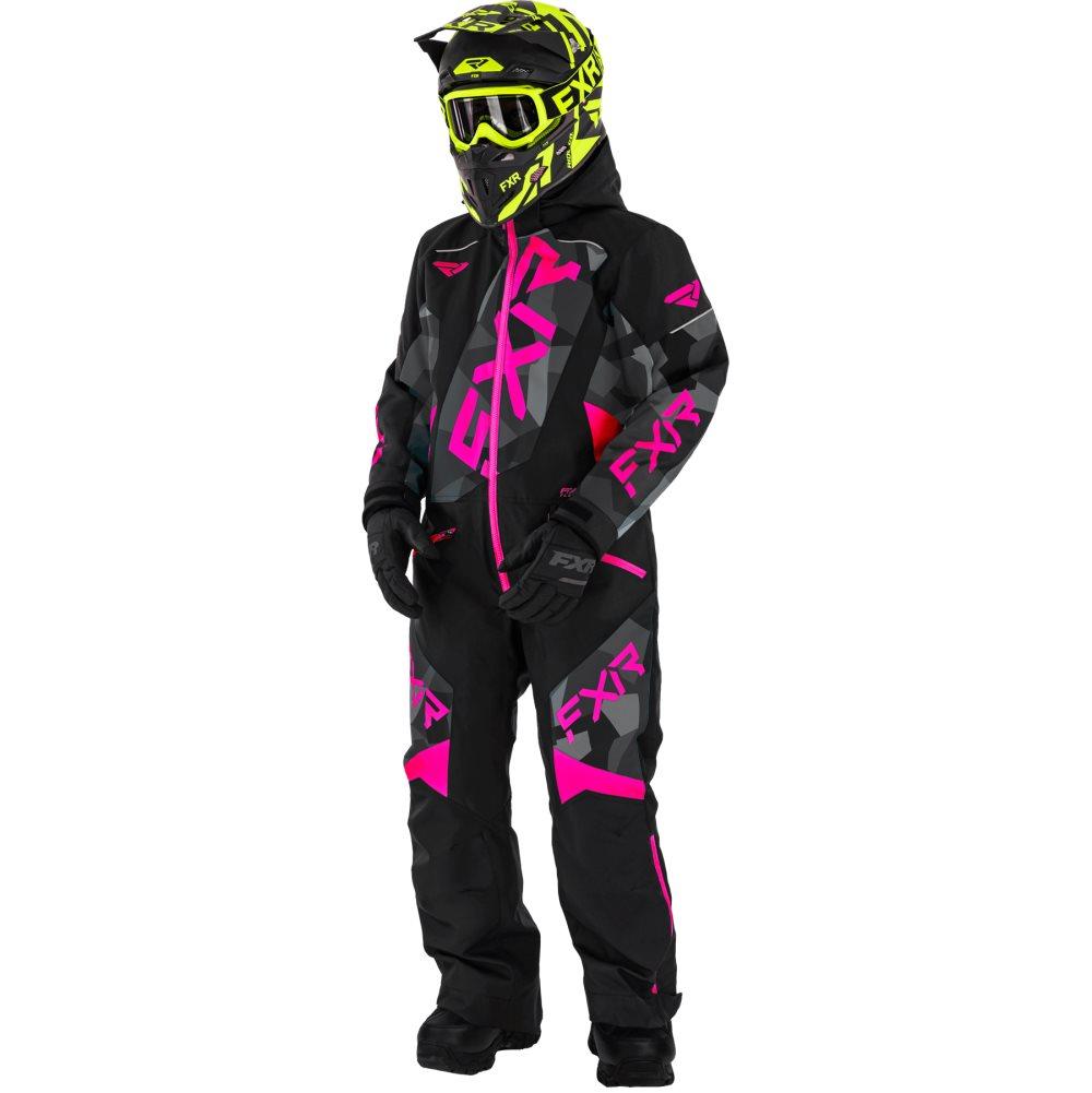 Fxr Barn vinteroverall CX Monosuit - Black/Char Camo/Fuchsia