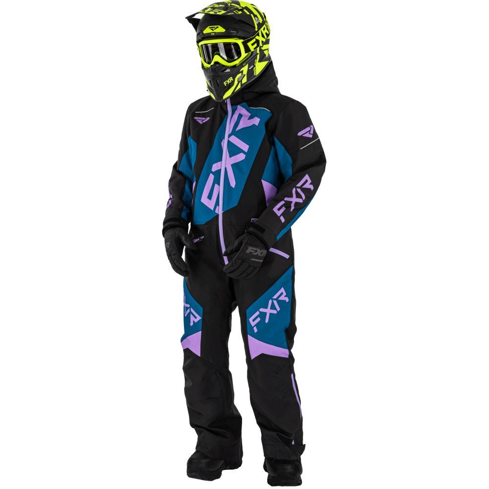 Fxr Barn vinteroverall CX Monosuit - Black/Ocean/Lilac