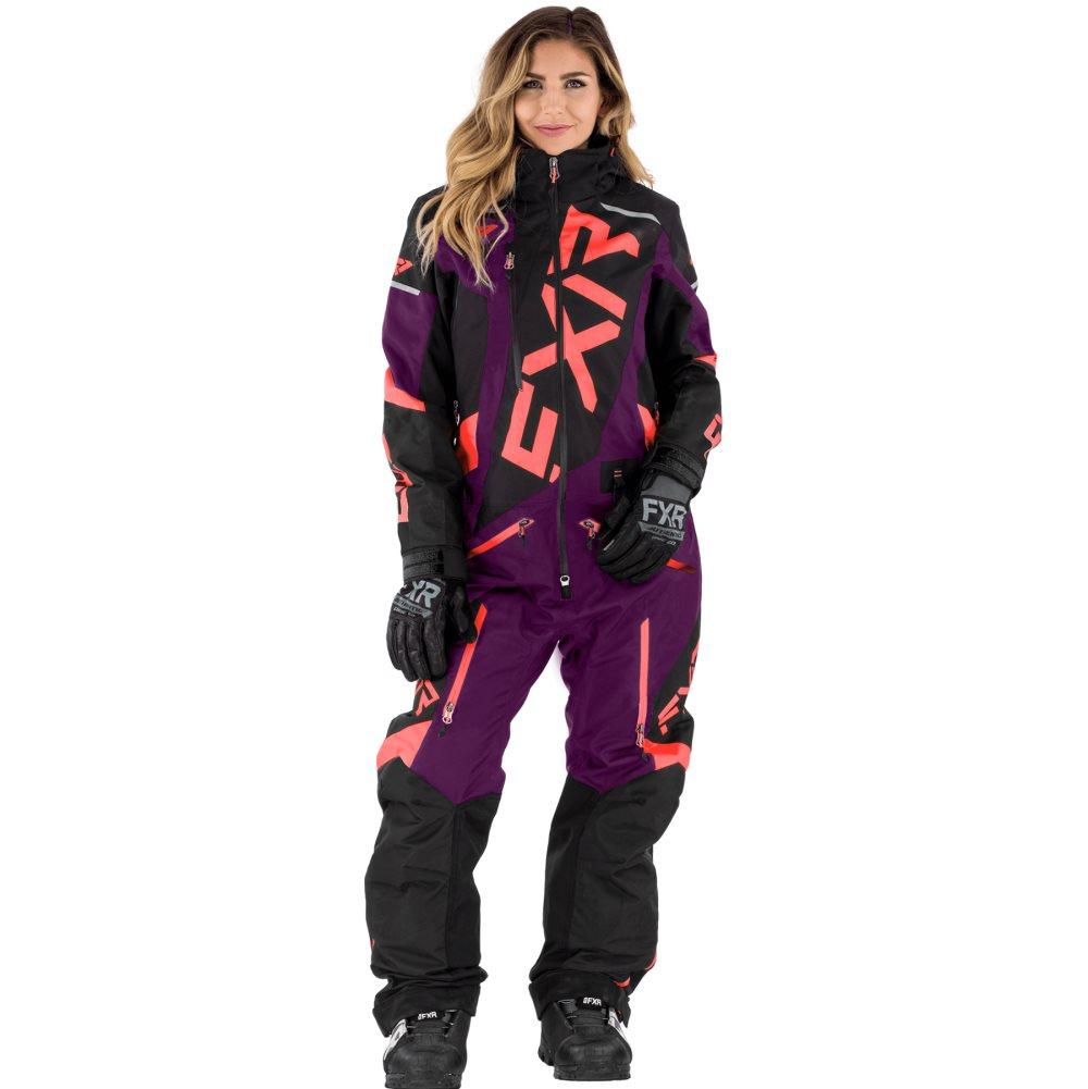 Fxr Dam vinteroverall CX F.A.S.T. Monosuit Fodrad- Black/Plum/Coral