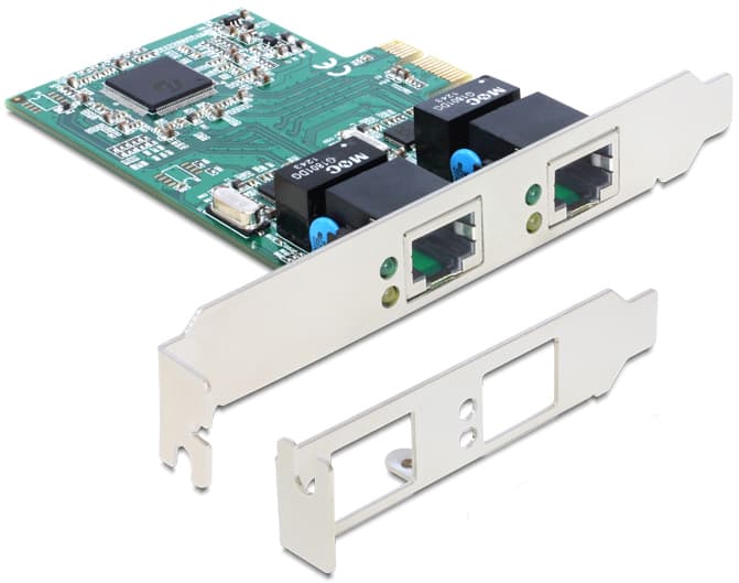 DeLOCK netværkskort, PCI-Express x1, 10/100/1000Mbps, både lavprofil
