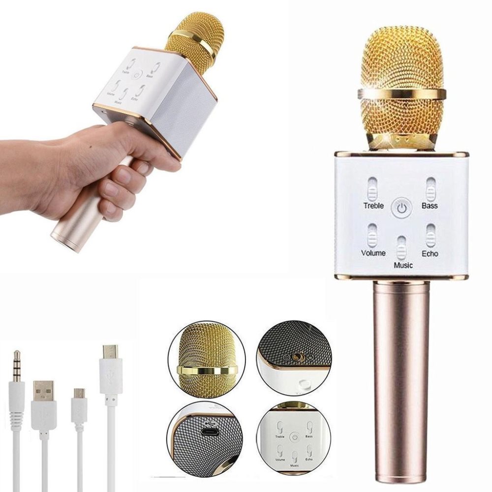Karaoke mikrofon med Bluetooth høyttaler 3W gull | CDON Mikrofon i Gull | Partyking