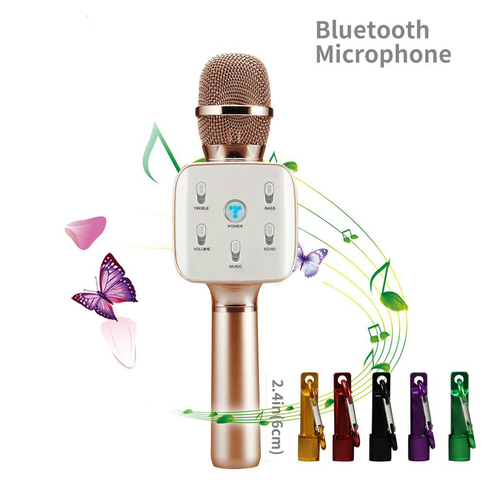 Karaoke mikrofon med Bluetooth høyttaler 3W Rose gull | CDON Karaoke mikrofon og høyttalere 2 i 1, rosegull