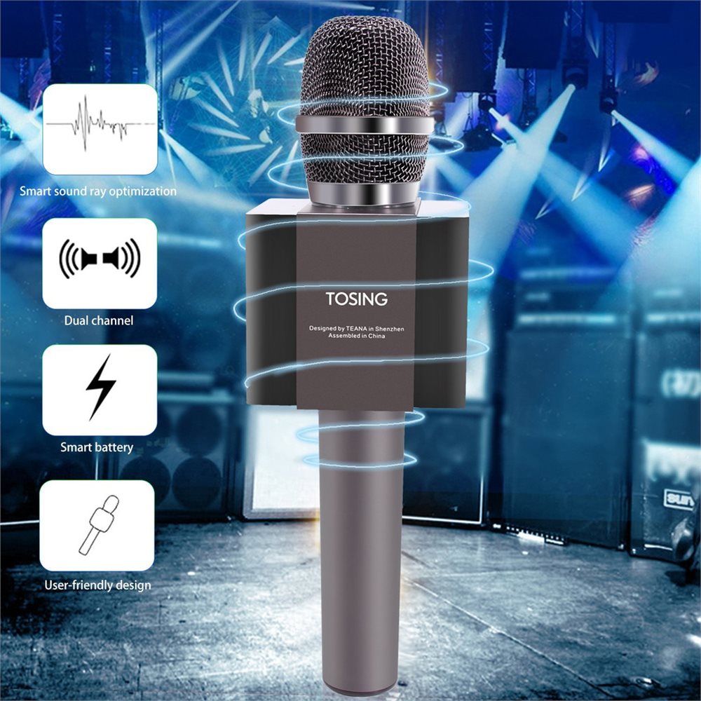 Karaoke mikrofon med Bluetooth høyttaler 5W Roségold | CDON Karaoke mikrofon med innebygd Bluetooth høyttaler 5W