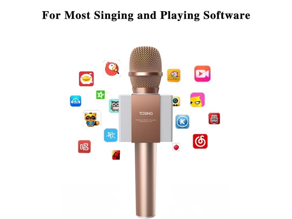 Karaoke mikrofon med Bluetooth høyttaler 5W Roségold | CDON Karaoke mikrofon med innebygd Bluetooth høyttaler 5W