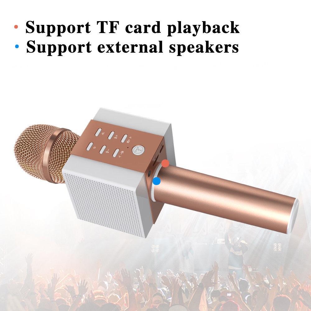 Karaoke mikrofon med Bluetooth høyttaler 5W Roségold | CDON Karaoke mikrofon med innebygd Bluetooth høyttaler 5W