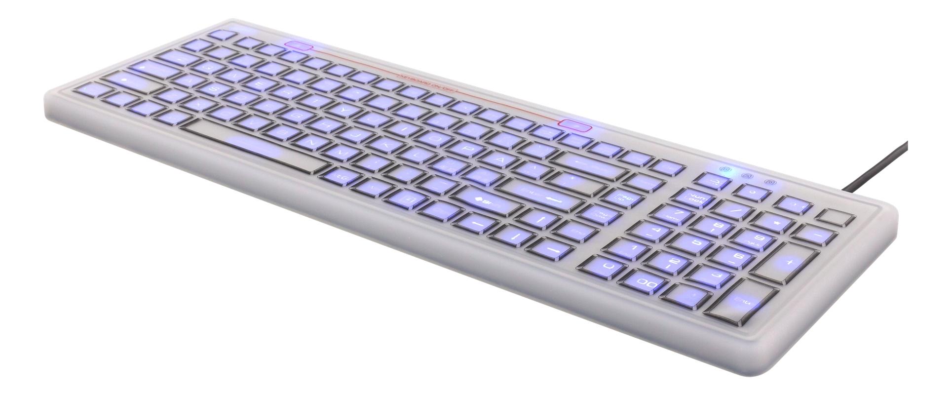 DELTACO Silicon keyboard, spill proof, blue LED, IP68, grey/black