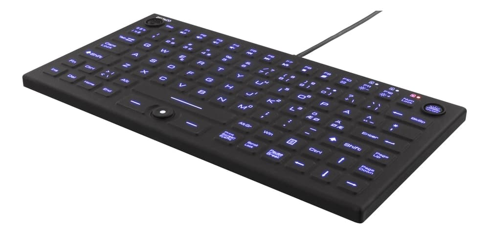 DELTACO Mini Silicon keyboard, spill proof, blue LED, IP68, black