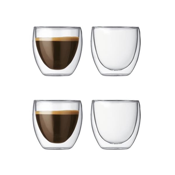 4-paket dobbeltvægget kaffekrus / kaffekop i glas / dobbelt glas