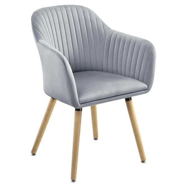 [en.casa] Stol Dover-med armstöd-83x57,5x57cm-svart-trä-metall-sammetsimitation-ljusgrå