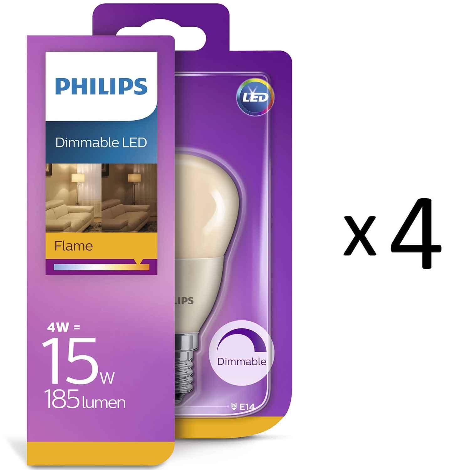 Philips LED Flame E14 Klot 15W Dim 4st