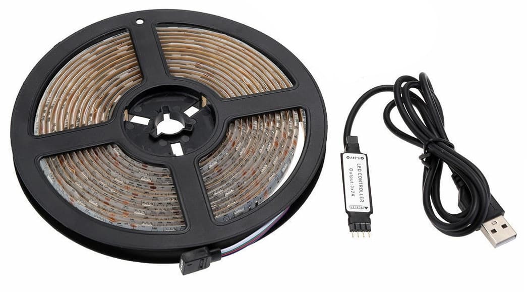 RGB LED-strip, USB-kontakt, 3 meter
